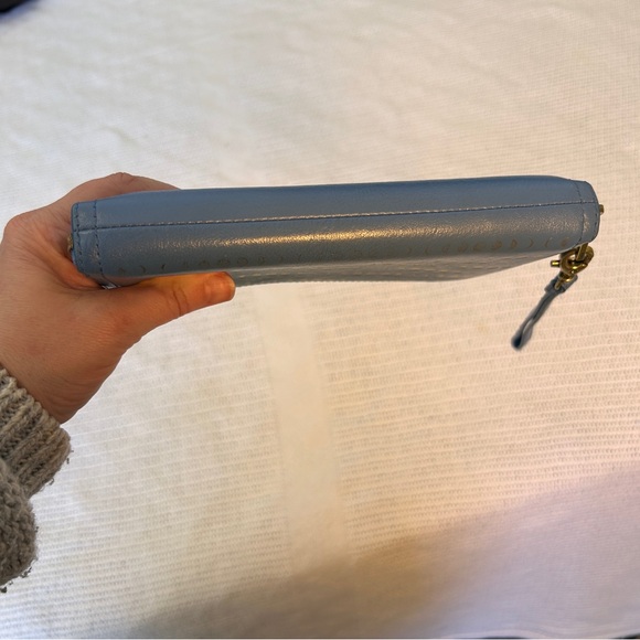 Fossil wallet Blue Cowhide Leather Zip Around Wristlet Gold Moon Phases RFID - Picture 14 of 16